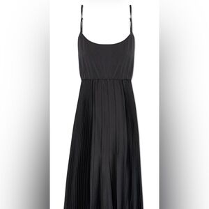 AllSaints Black Satin Slip Dress with Subtle Sheen